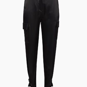 Babaton Black Satin Cargo Pants